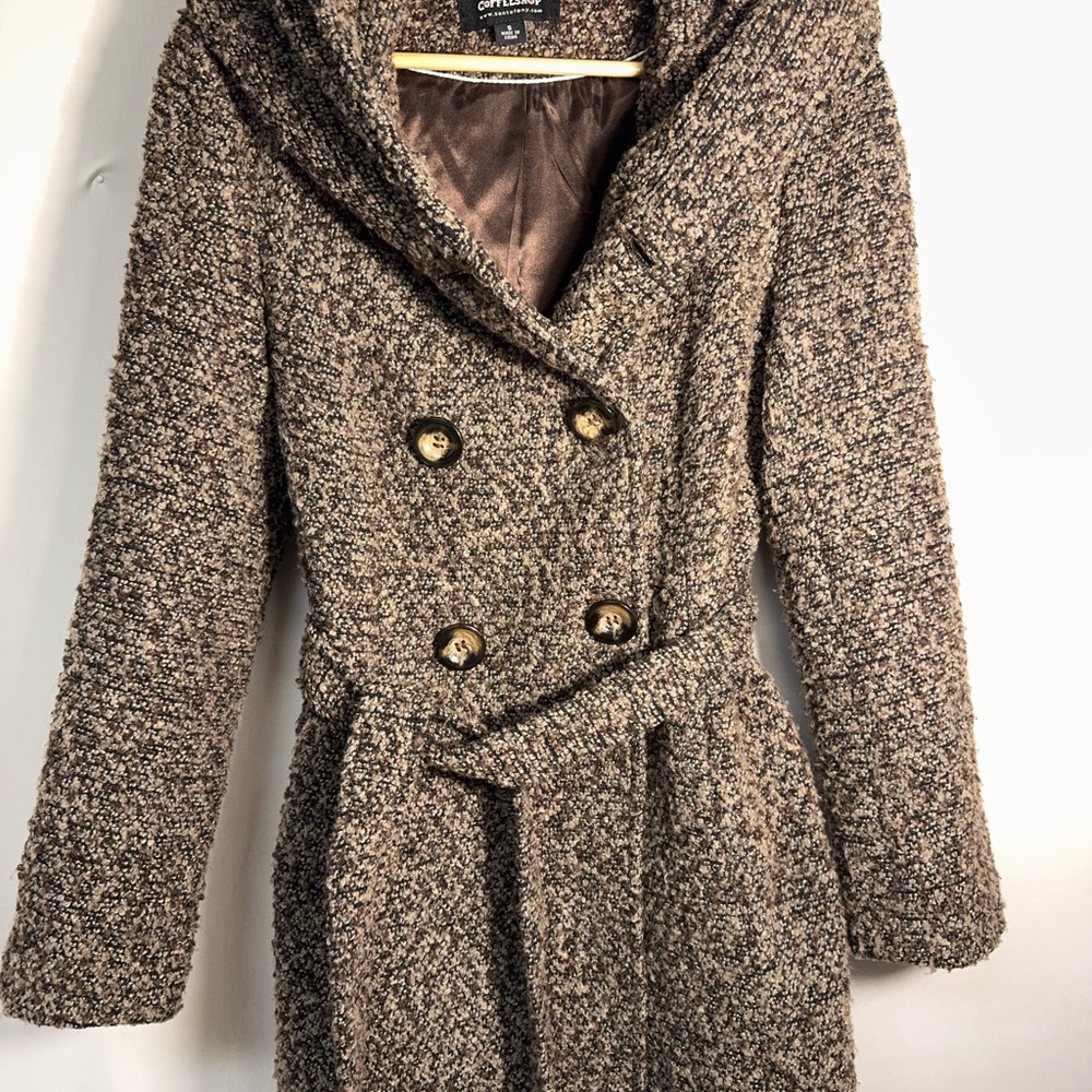 CoffeeShop Textured Brown Pea Coat